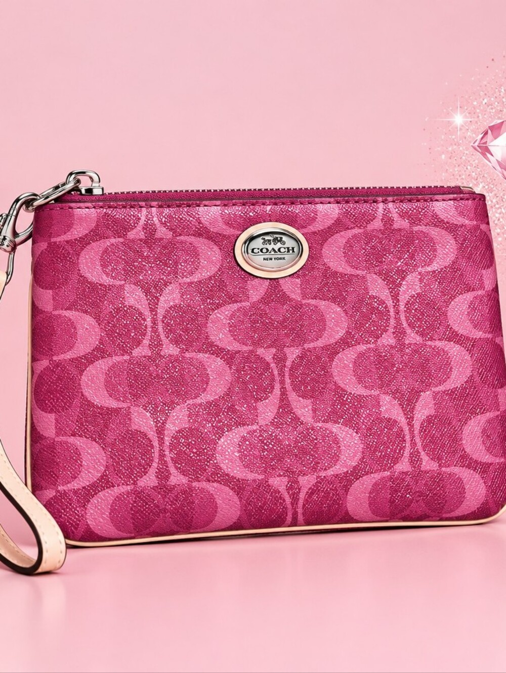 Coach Pink C Wristlet Bag